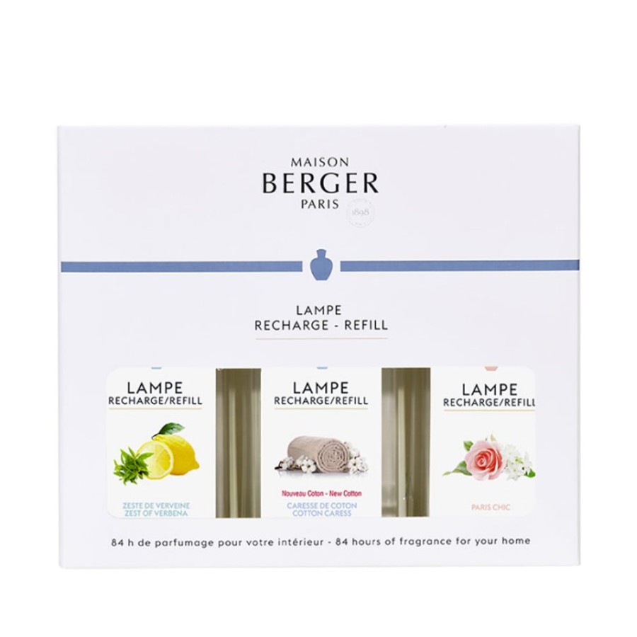 Articoli Da Regalo Lampe Berger Ricariche Lampe Berger | Triopack Lampe Berger Geometry 3 Flaconi Da 180 Ml. Verbena, Carezza Di Cotone, Paris Chic