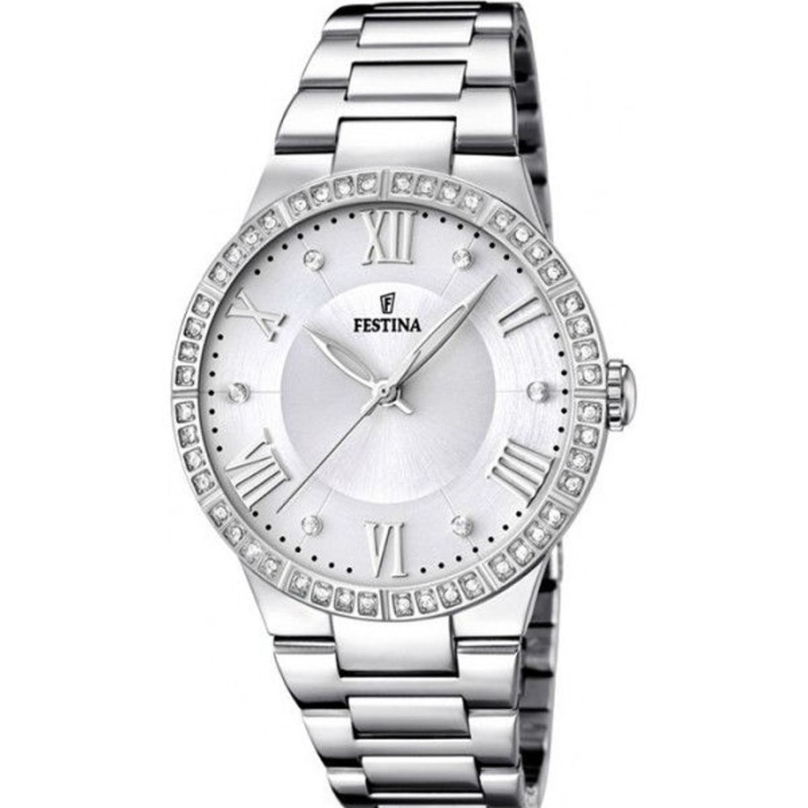 Orologi Festina Orologi Festina Donna | Festina Donna In Acciaio Con Quadrante Argente E Strass