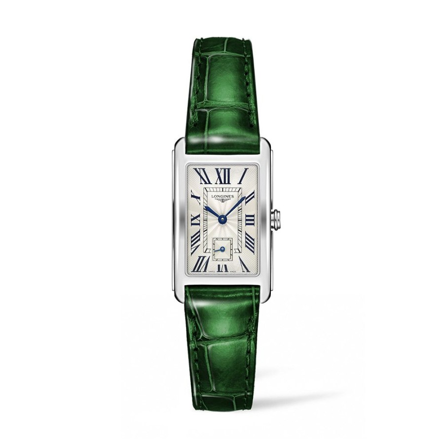 Orologi Longines Orologi Longines Donna | Orologio Longines Dolcevita Pelle Verde Quartz 23,3 X 37 Mm