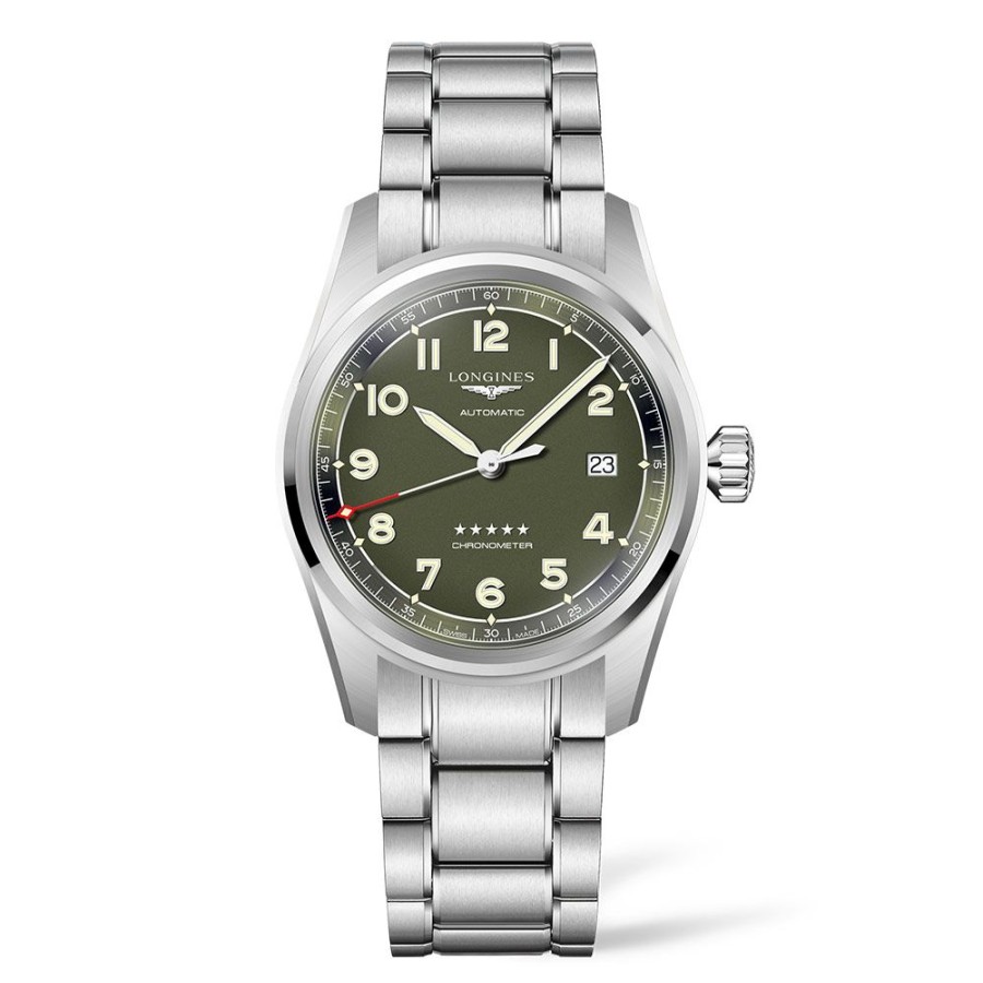 Orologi Longines Orologi Longines Uomo | Orologio Longines Spirit Automatico Acciaio Verde Opaco 40 Mm