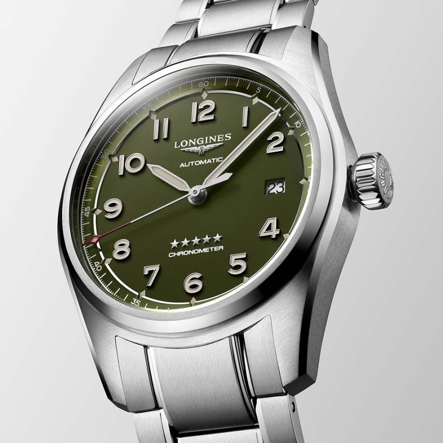 Orologi Longines Orologi Longines Uomo | Orologio Longines Spirit Automatico Acciaio Verde Opaco 40 Mm