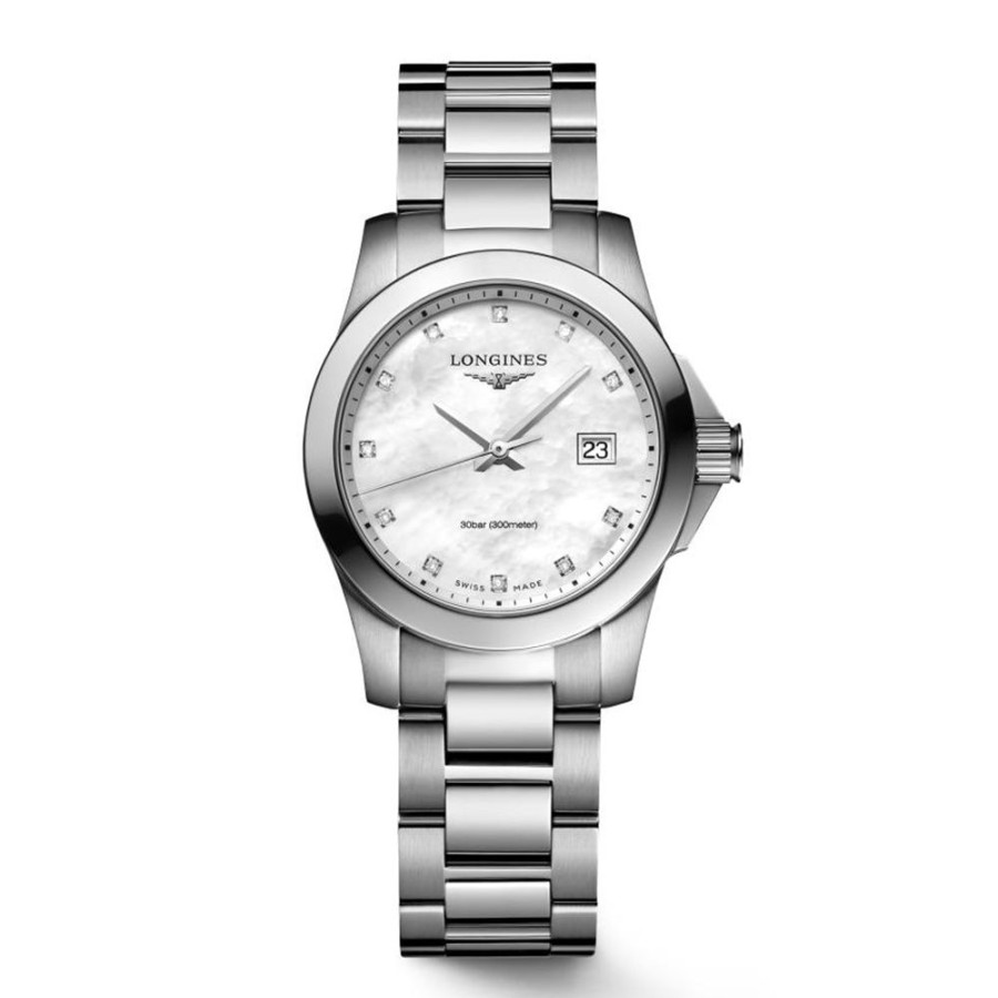 Orologi Longines Orologi Longines Donna | Orologio Longines Conquest Quarzo Acciaio Madreperla 29,50 Mm