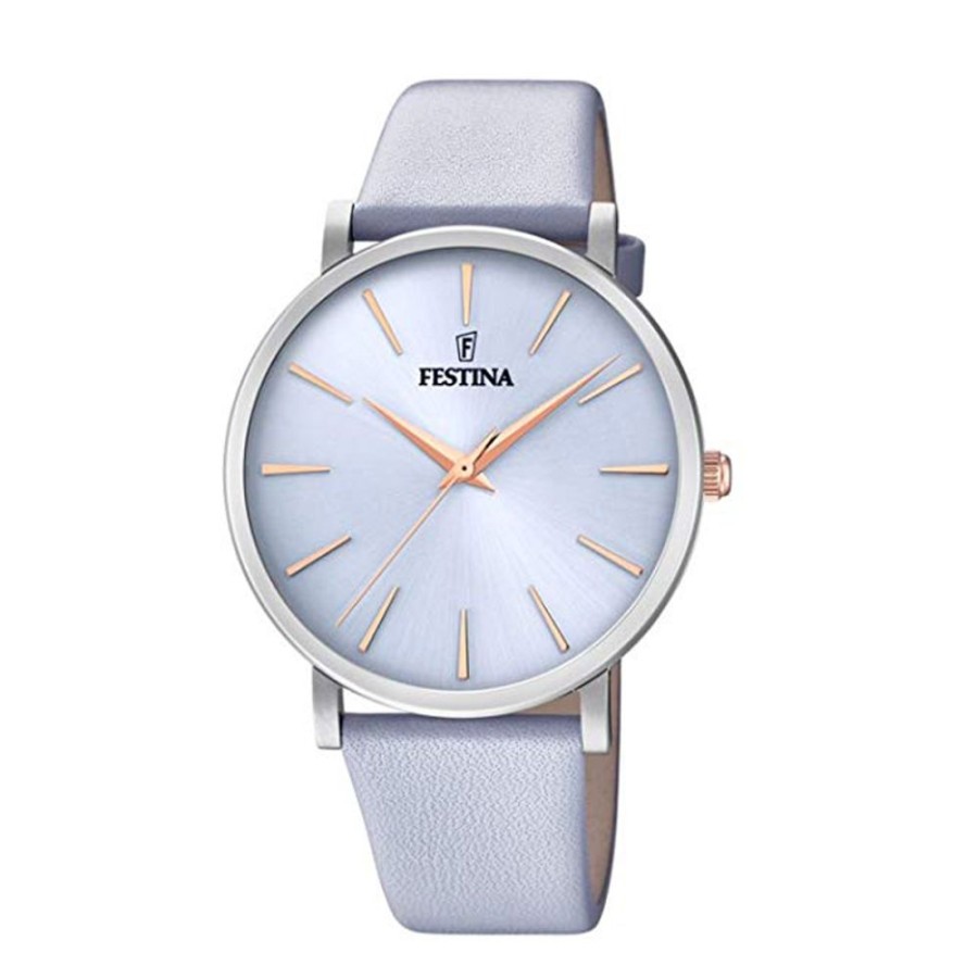 Orologi Festina Orologi Festina Donna | Orologio Festina Donna Classic In Acciaio Mm. 38 Colore Lilla Glicine Con Cinturino In Pelle