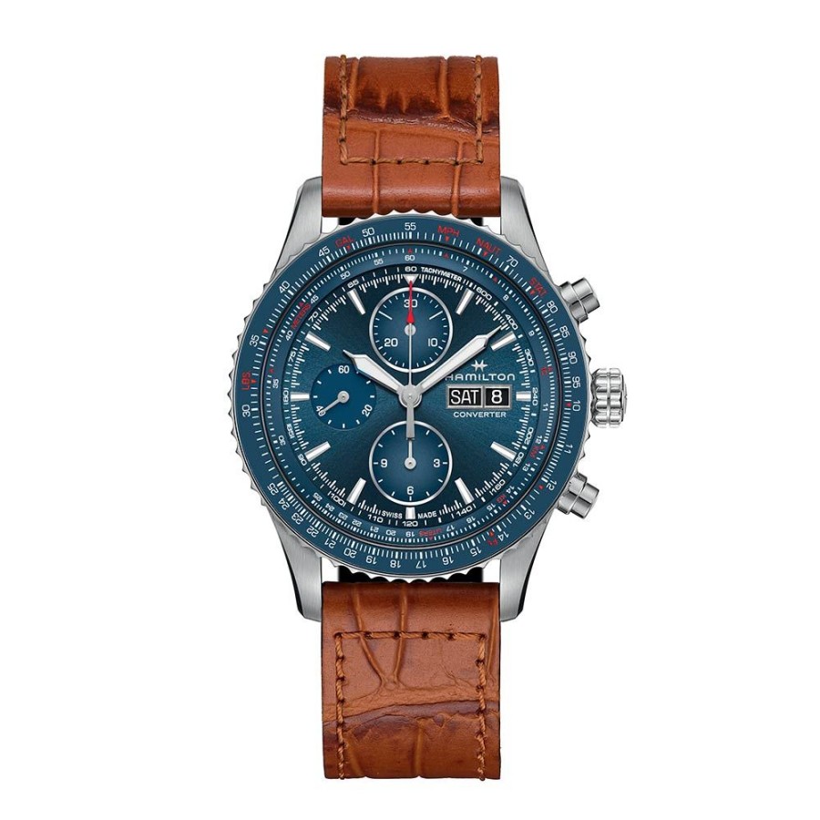 Orologi Hamilton Orologi Hamilton Uomo | Orologio Hamilton Khaki Aviation Converter Auto Chrono Pelle 44 Mm