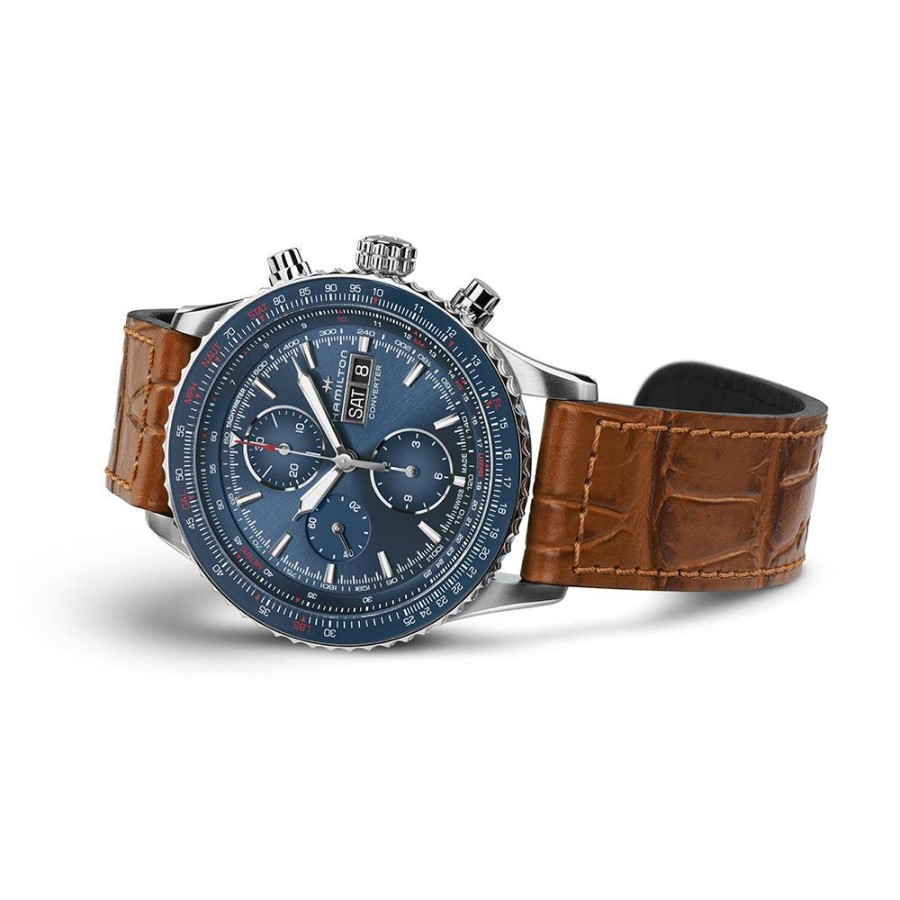 Orologi Hamilton Orologi Hamilton Uomo | Orologio Hamilton Khaki Aviation Converter Auto Chrono Pelle 44 Mm