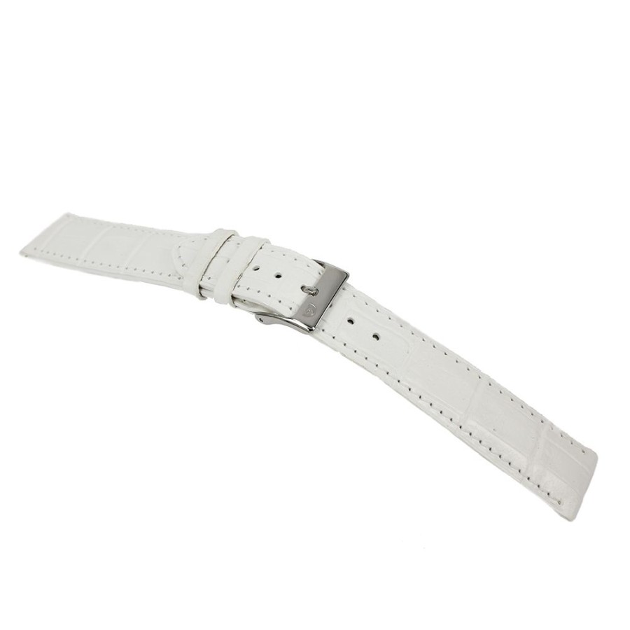 Orologi Campagnolo | Cinturino Orologio Extra Lungo In Pelle Bianco Larghezza Ansa 20 Mm