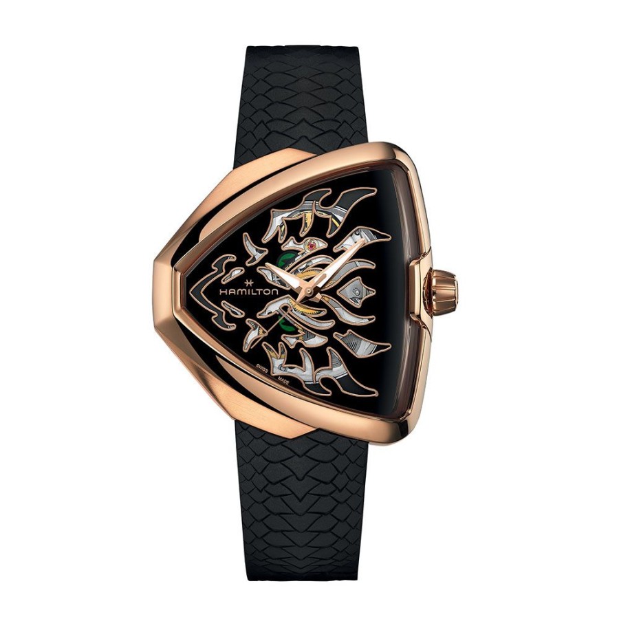 Orologi Hamilton Orologi Hamilton Uomo | Orologio Hamilton Ventura Dragon Skeleton Auto Rosa 42,5 X 44,6 Mm