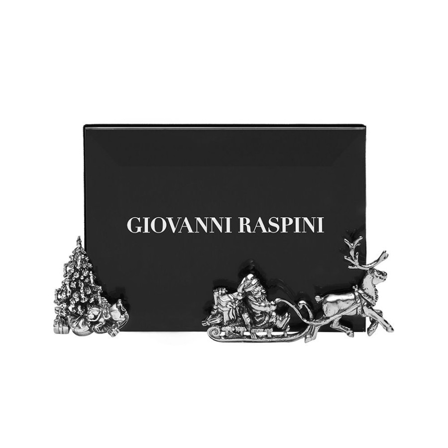 Articoli Da Regalo Giovanni Raspini Cornici Bronzo Bianco E Ottone | Cornice Giovanni Raspini Natale In Bronzo Bianco 12 X 9 Cm