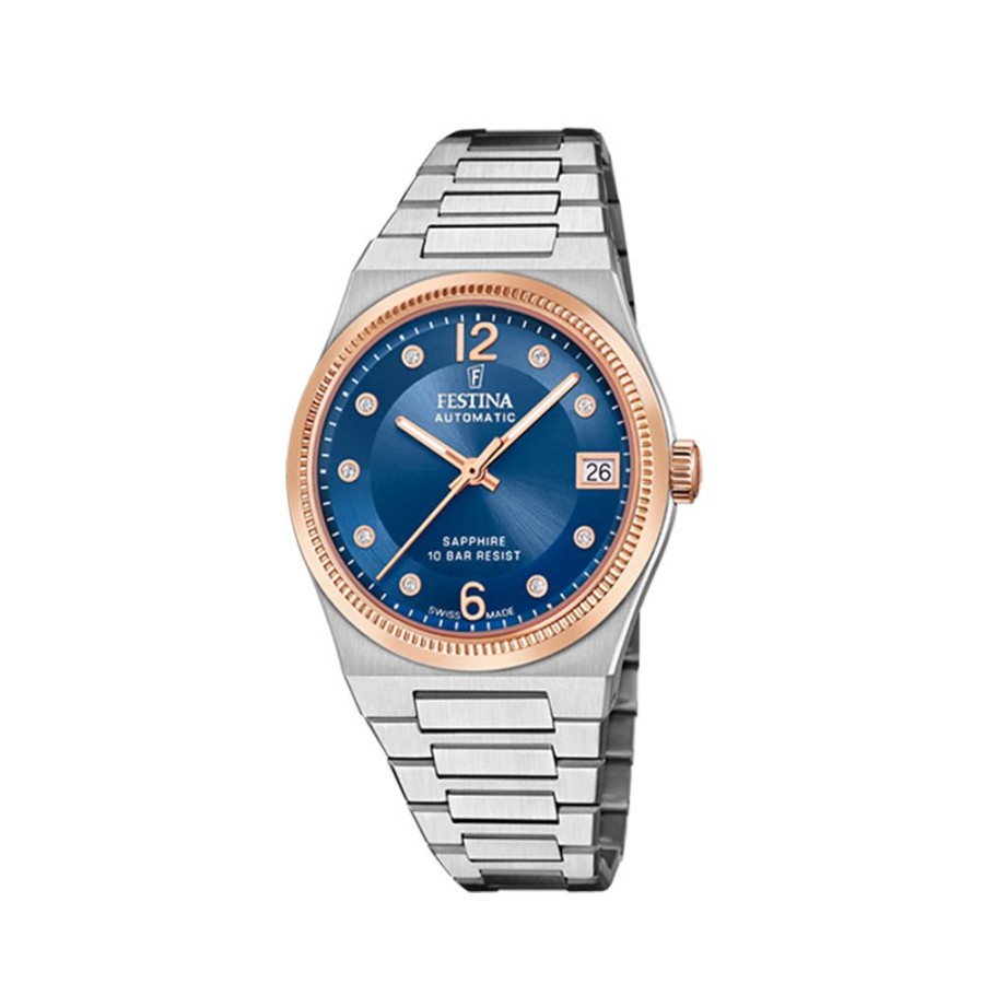 Orologi Festina Orologi Festina Donna | Orologio Festina Automatico Blu Swiss Made 35 Mm