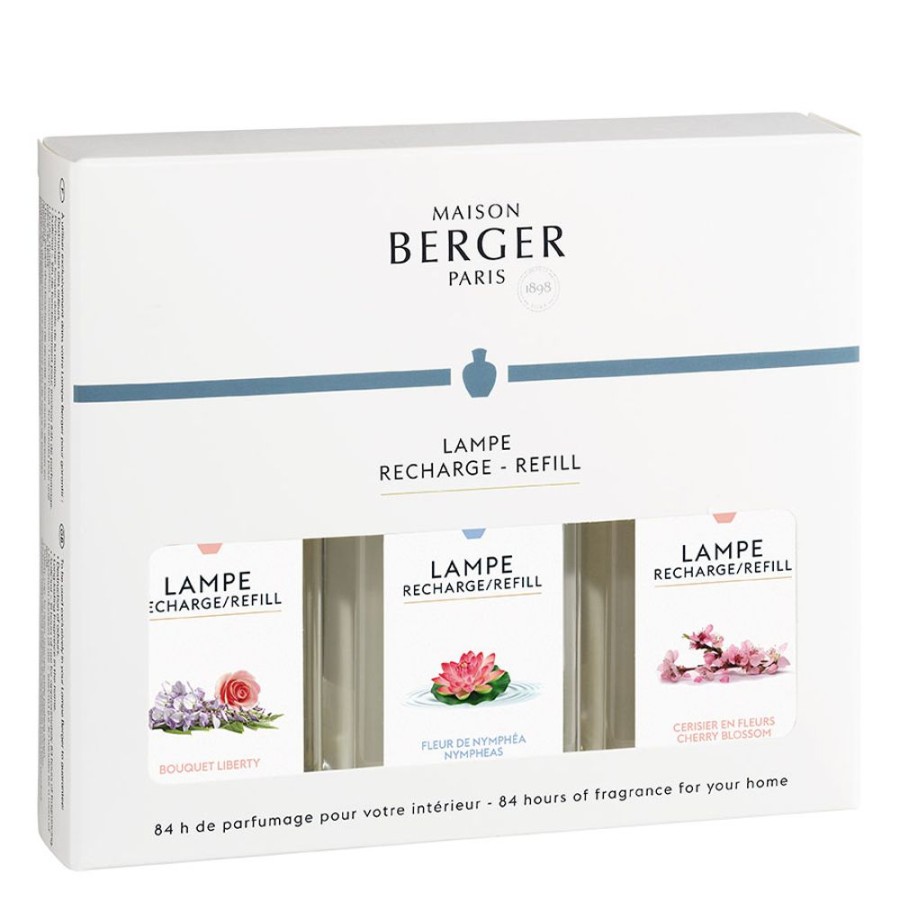 Articoli Da Regalo Lampe Berger Ricariche Lampe Berger | Triopack Lampe Berger Poesy 3 Flaconi Da 180 Ml. Profumazioni Bouquet Liberty, Fleur De Nymphea, Cerisier En Fleurs