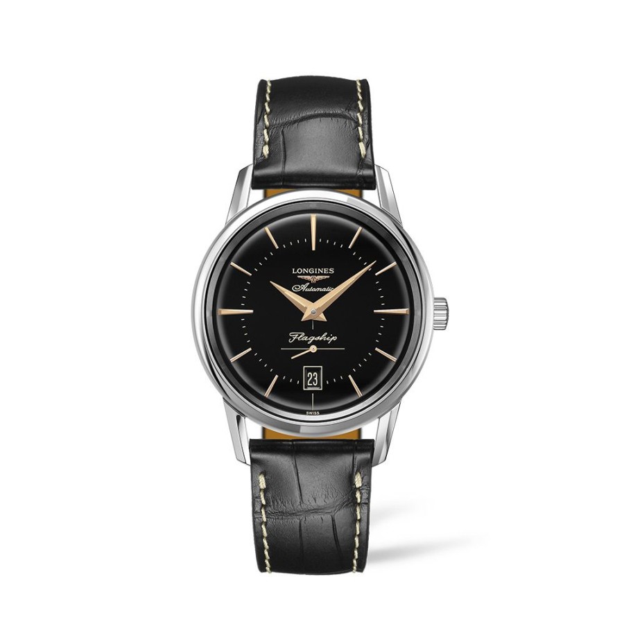 Orologi Longines Orologi Longines Donna | Orologio Longines Flagship Heritage Nero Automatico 38,5 Mm