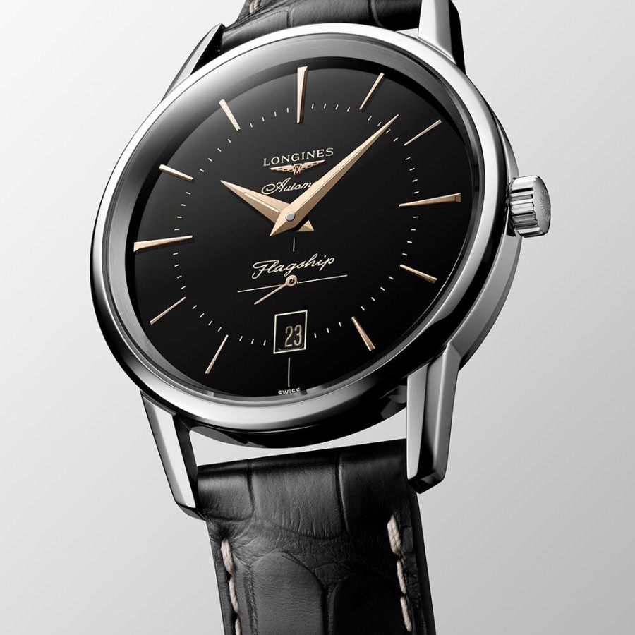 Orologi Longines Orologi Longines Donna | Orologio Longines Flagship Heritage Nero Automatico 38,5 Mm