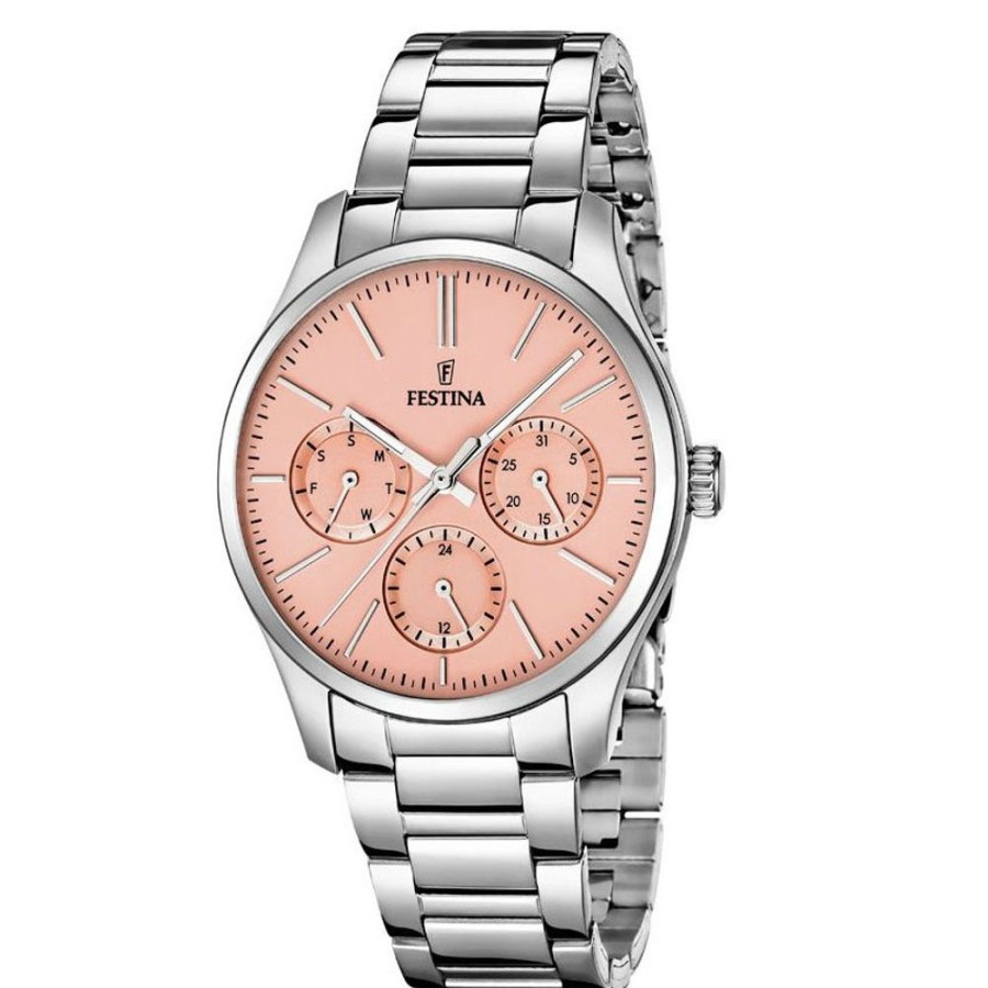 Orologi Festina Orologi Festina Donna | Orologio Festina Donna Multifunzione In Acciaio Con Quadrante Rosa Cipria