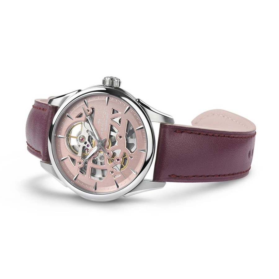 Orologi Hamilton Orologi Hamilton Donna | Orologio Hamilton Jazzmaster Skeleton Lady Quadrante Rosa 36 Mm