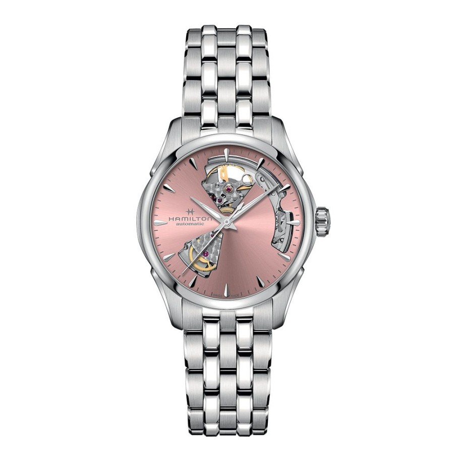 Orologi Hamilton Orologi Hamilton Donna | Orologio Hamilton Jazzmaster Open Heart Lady Auto Rosa Acciaio Inossidabile 36 Mm