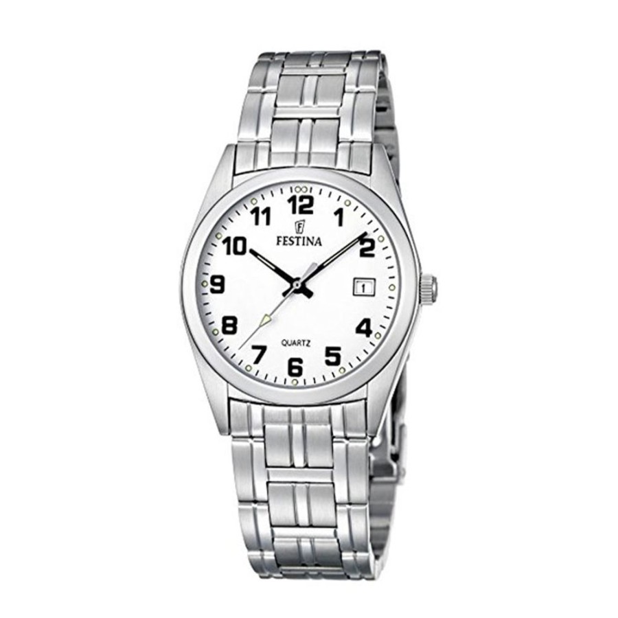 Orologi Festina Orologi Festina Uomo | Orologio Festina Unisex Classico In Acciaio Con Quadrante Bianco