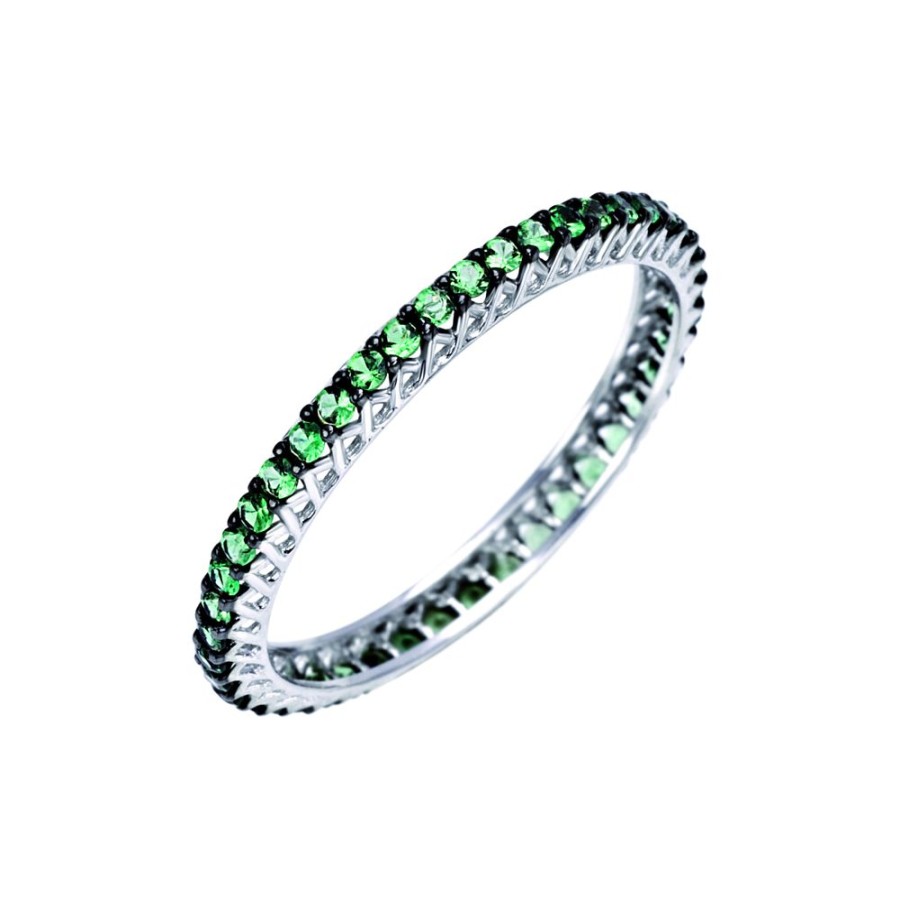 Gioielli Bliss Outlet Gioielli | Anello Eternity Bliss First Class In Oro Bianco Con Tsavorite Verde