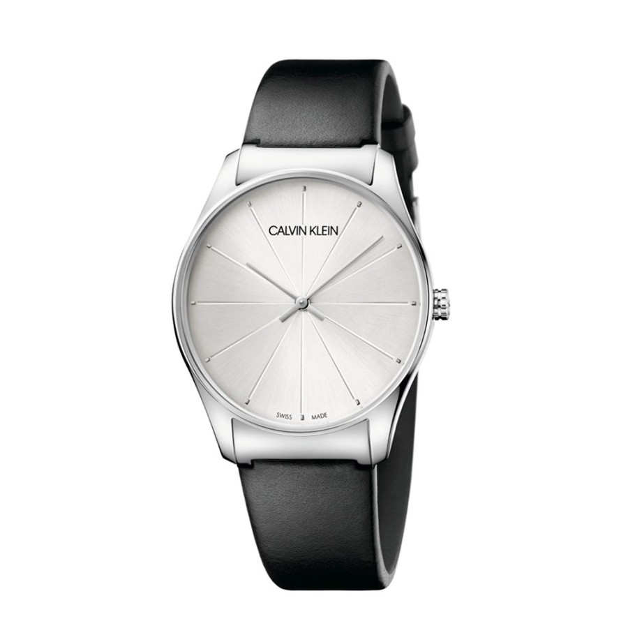 Orologi Calvin Klein Orologi Calvin Klein Uomo | Orologio Uomo Calvin Klein Nuova Collezione Classic Mm. 38 Con Quadrante Argento E Cinturino In Pelle Nero