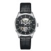 Orologi Hamilton Orologi Hamilton Uomo | Orologio Hamilton Jazzmaster Skeleton Auto Automatico Acciaio Antracite Pelle Nera 40 Mm