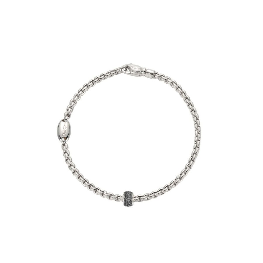 Gioielli Fope Gioielli Fope Uomo | Bracciale Fope Collezione Eka In Oro Bianco Con Diamanti Neri