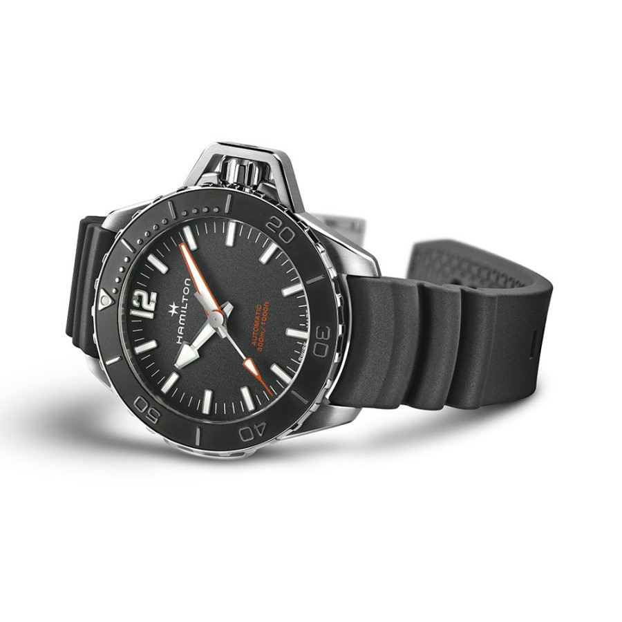 Orologi Hamilton Orologi Hamilton Uomo | Orologio Hamilton Khaki Navy Frogman Auto Nero 46 Mm