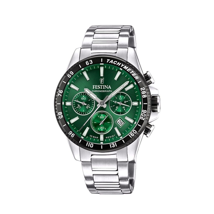 Orologi Festina Orologi Festina Uomo | Orologio Festina Cronografo Verde Quarzo Acciaio 45 Mm