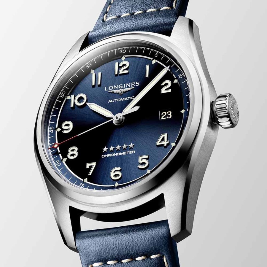 Orologi Longines Orologi Longines Uomo | Orologio Longines Spirit Automatico Blu Pelle 40 Mm