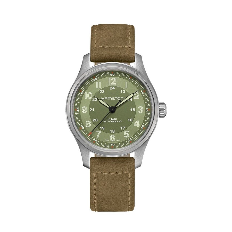 Orologi Hamilton Orologi Hamilton Uomo | Orologio Hamilton Khaki Field Titanium Auto Verde 42 Mm