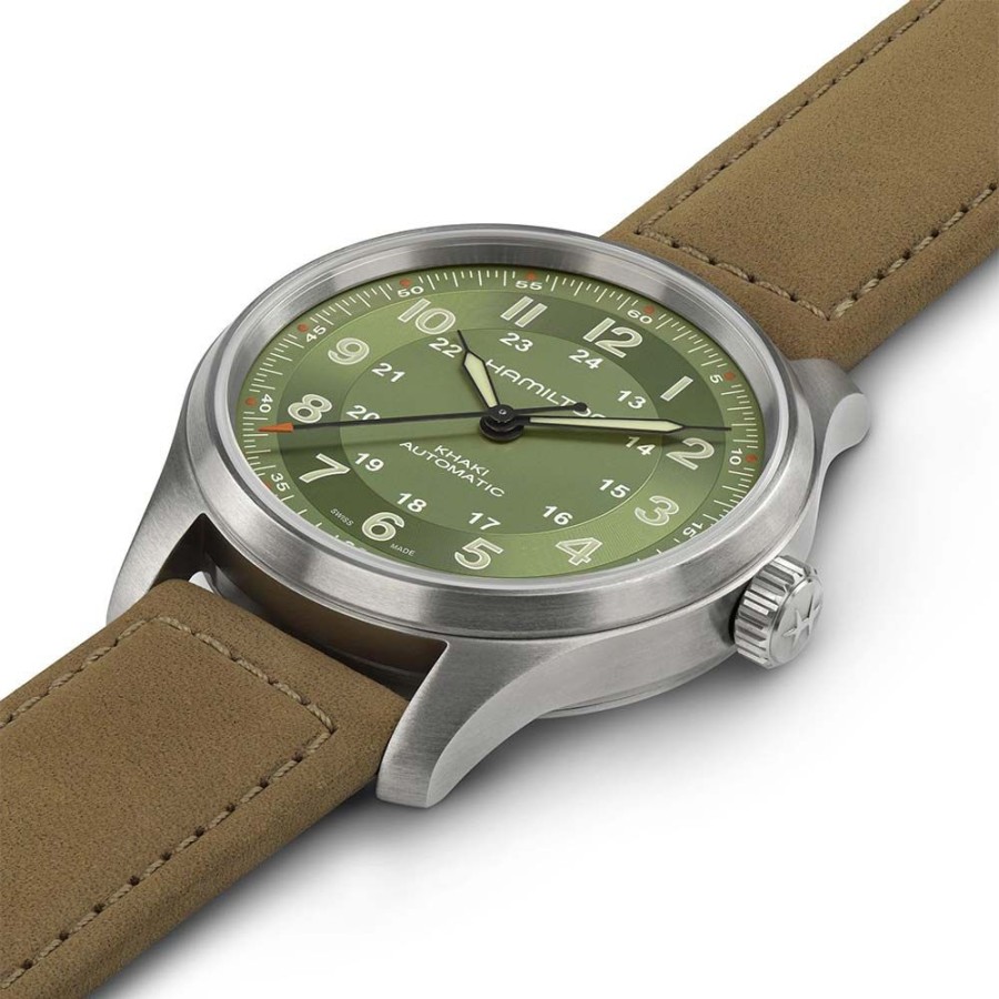 Orologi Hamilton Orologi Hamilton Uomo | Orologio Hamilton Khaki Field Titanium Auto Verde 42 Mm