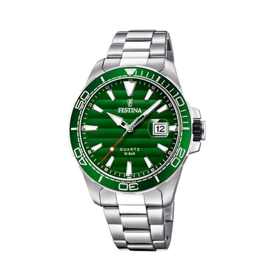 Orologi Festina Orologi Festina Uomo | Orologio Festina Uomo Quarzo In Acciaio Verde 43 Mm